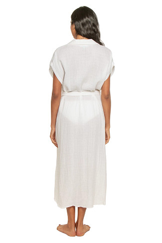 WHITE Rory Cotton Collared Midi Dress