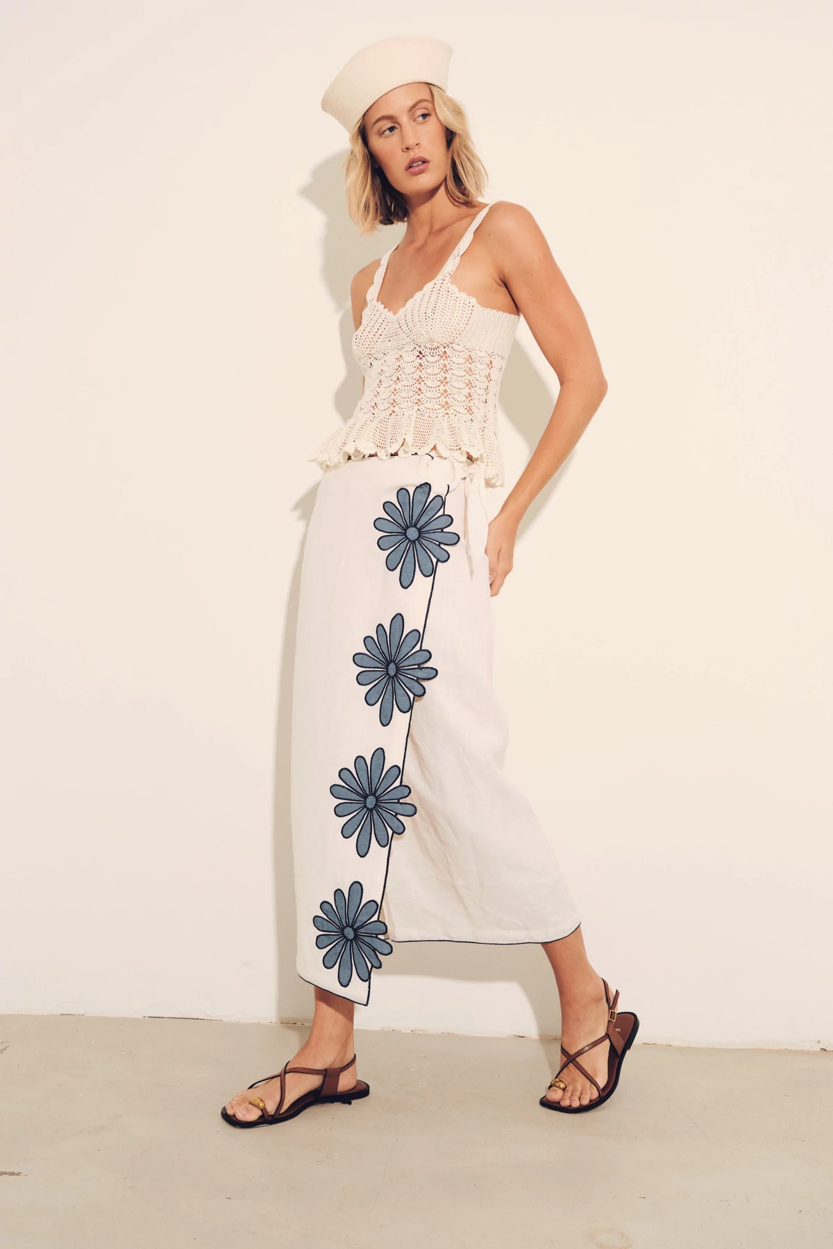 IVORY Loren Linen Wrap Skirt image number 4