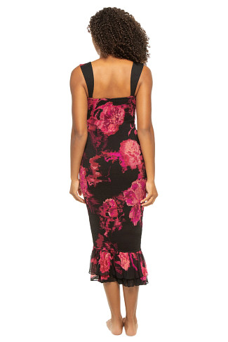 BLACK MAGENTA Smocked Midi Dress