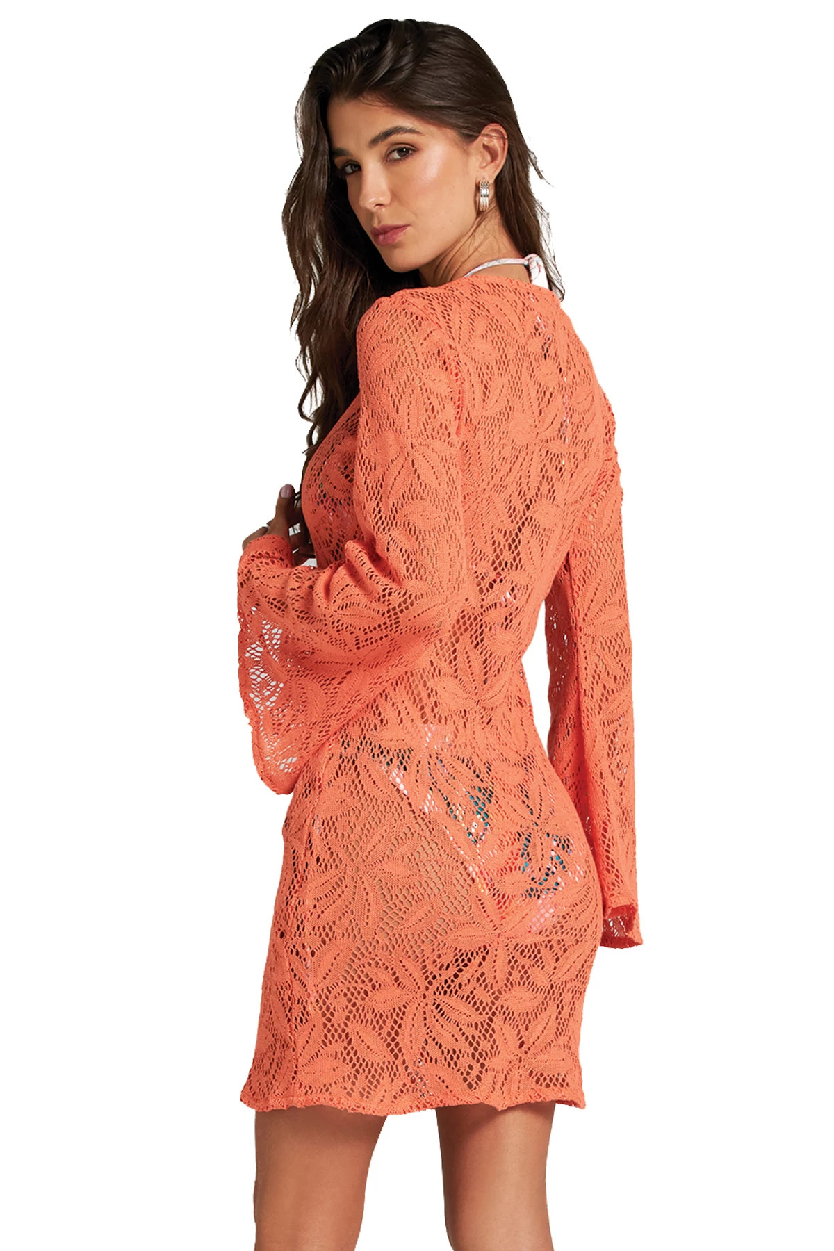 TANGERINE Tropical Crochet Kimono image number 2