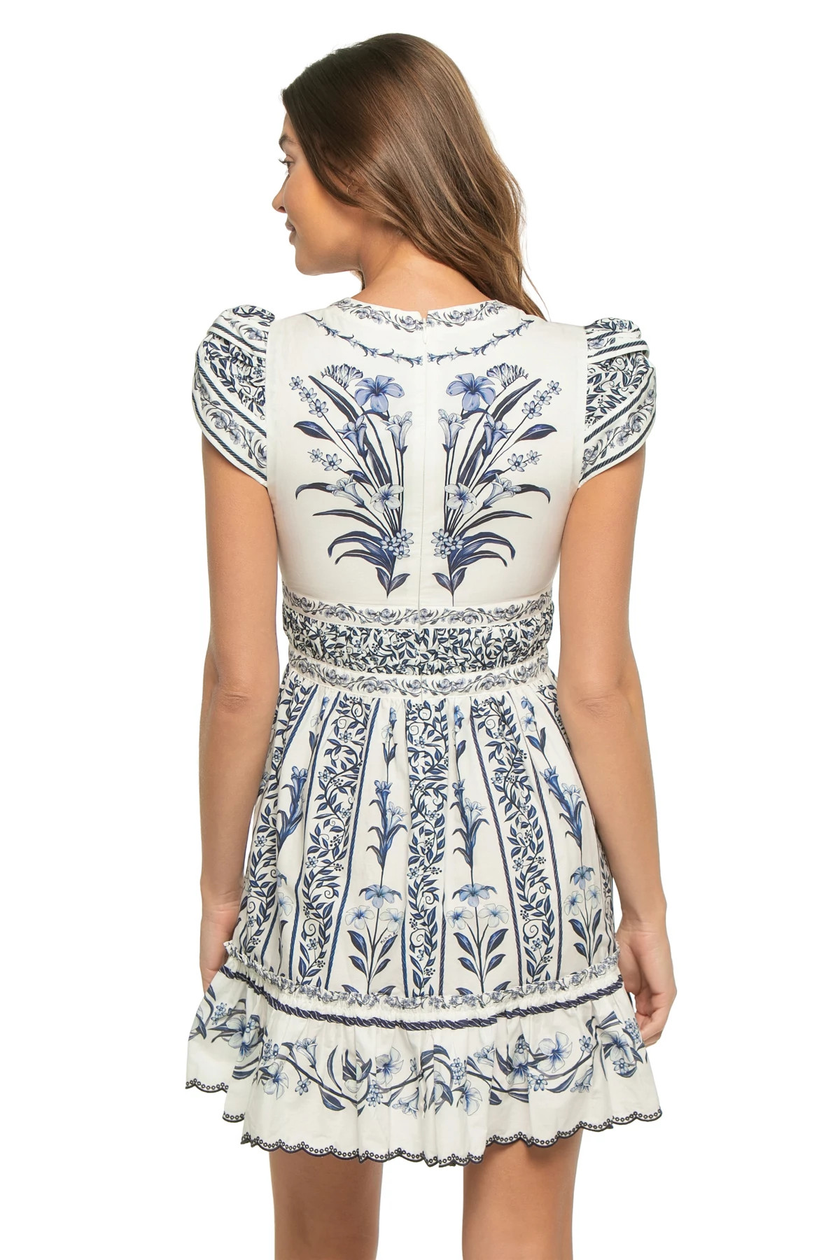 FLOWERS ARCH OFF-WHITE Flowers Arch Cotton Plunge Mini Dress image number 2
