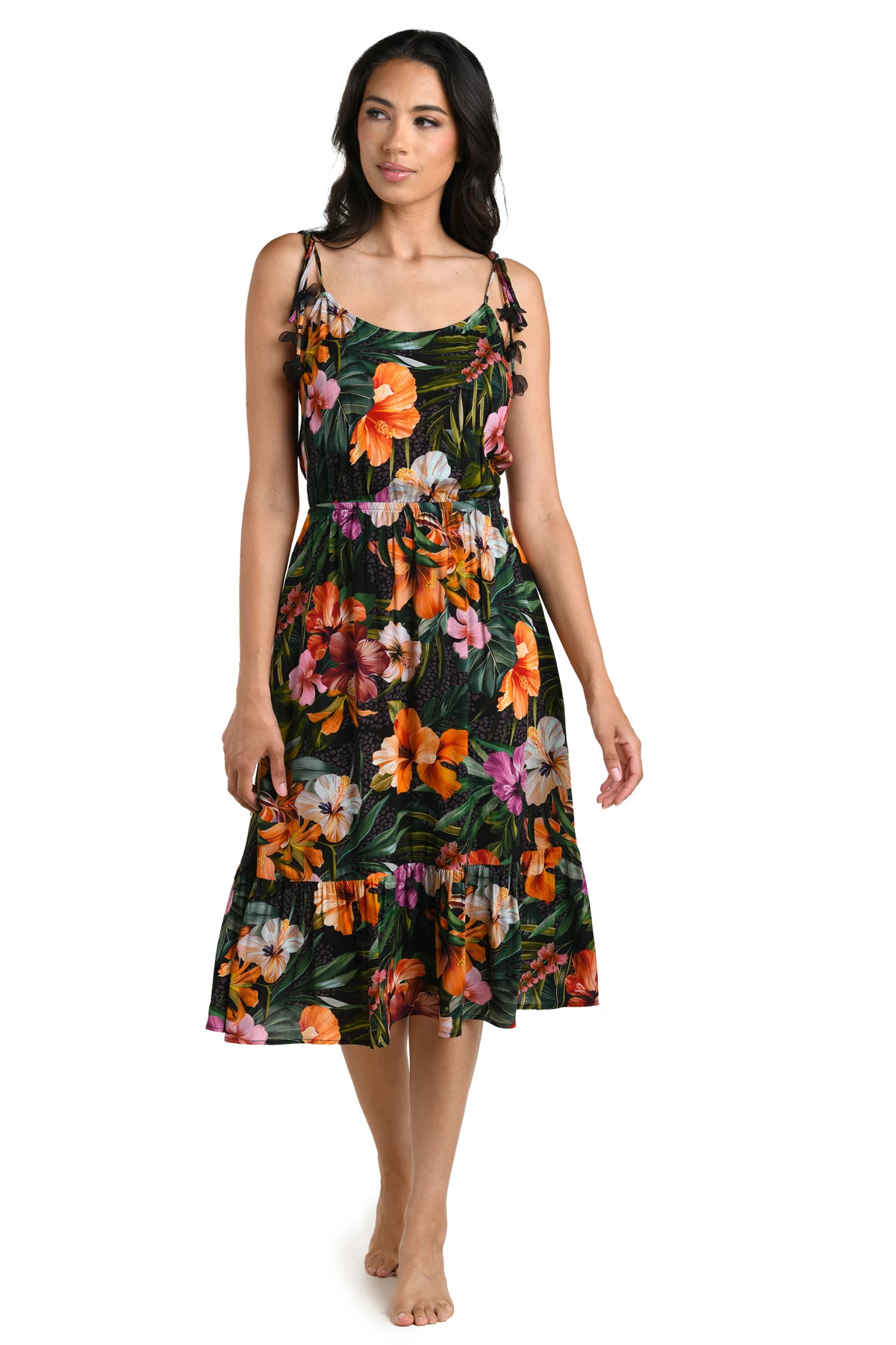 MULTI Tropical Midi Dress image number 1