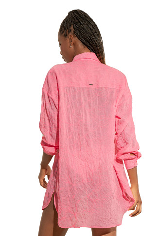 DIANTHUS PINK Larissa Embroidered Shirt Dress