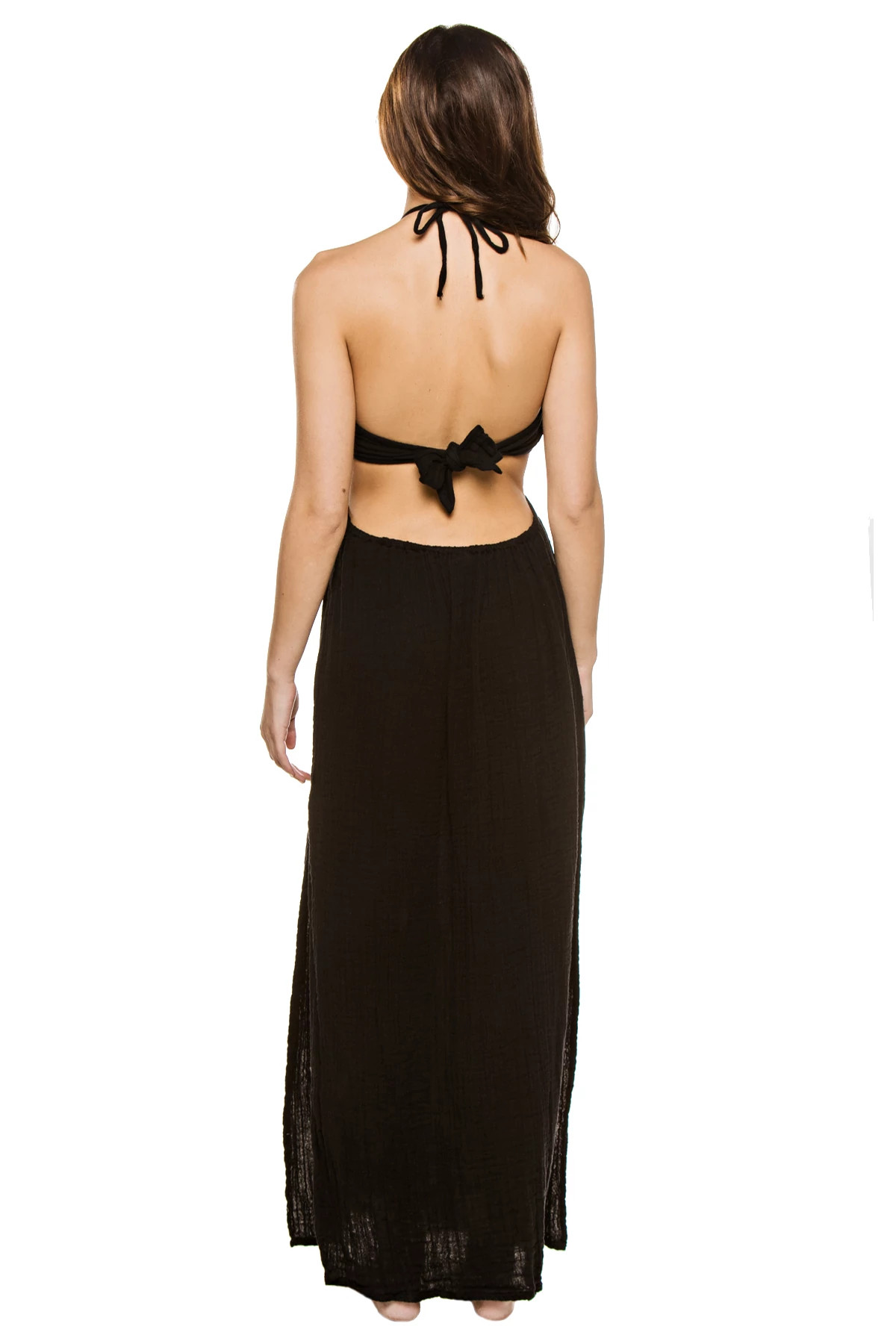 BLACK Cutout Halter Maxi Dress image number 2