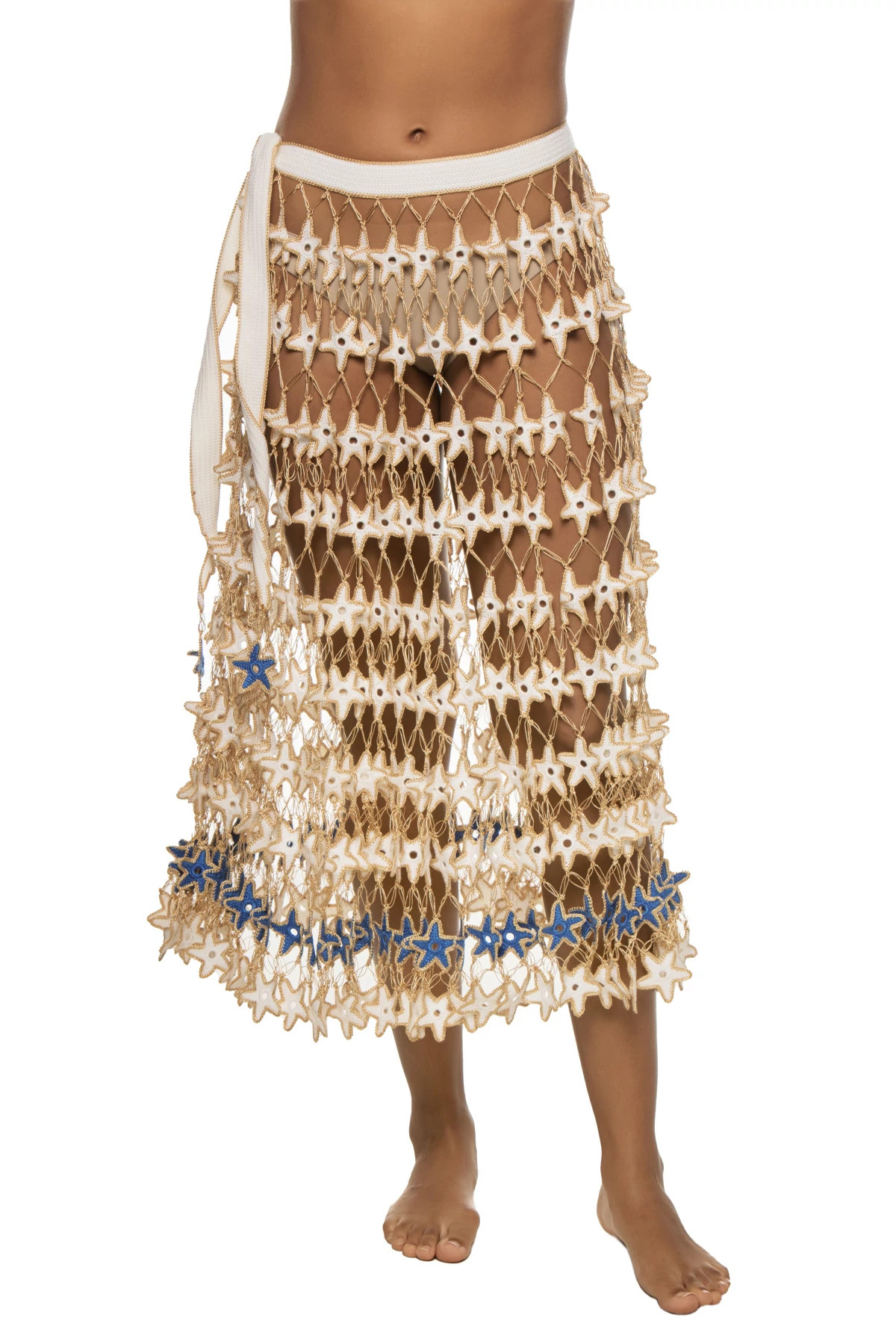 SNOW WHITE Star Crochet Midi Skirt image number 1