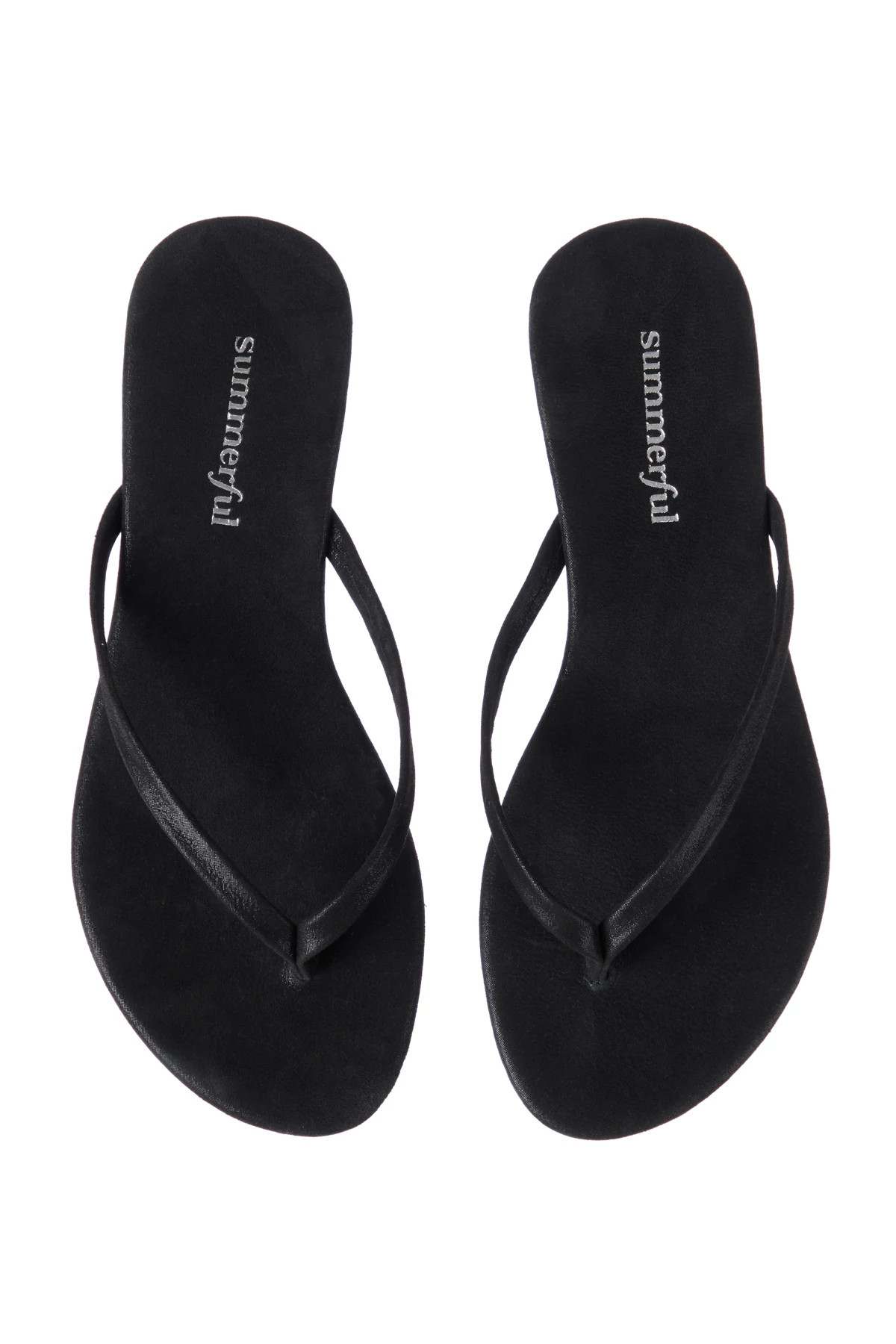 BLACK Metallic Thong Flip Flops image number 1