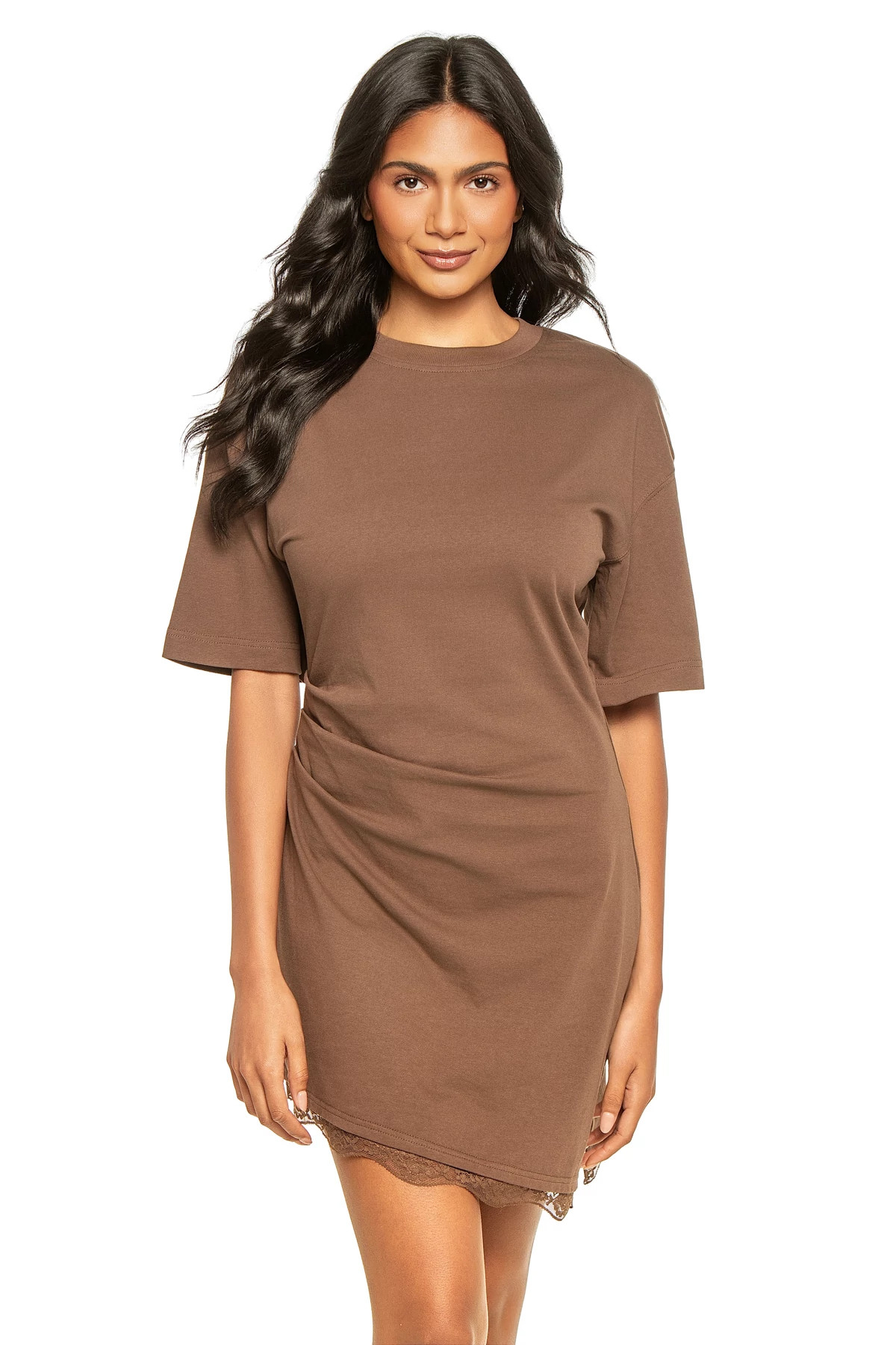 FUDGE Liora Cotton Lace Hem T-Shirt Dress image number 1