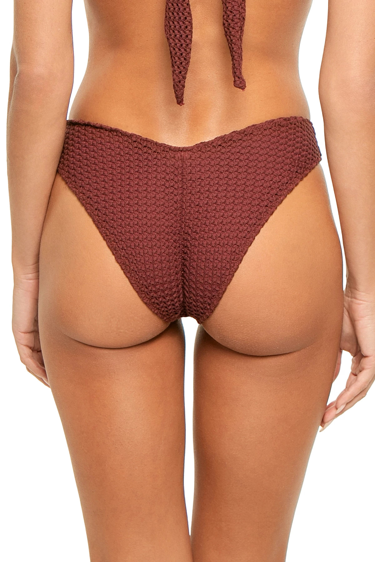 MAROON CROCHET Lulu Brazilian Bikini Bottom image number 2