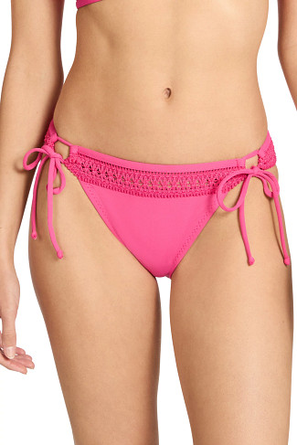 STRAWBERRY Crochet Trim Loop Tie Bikini Bottom
