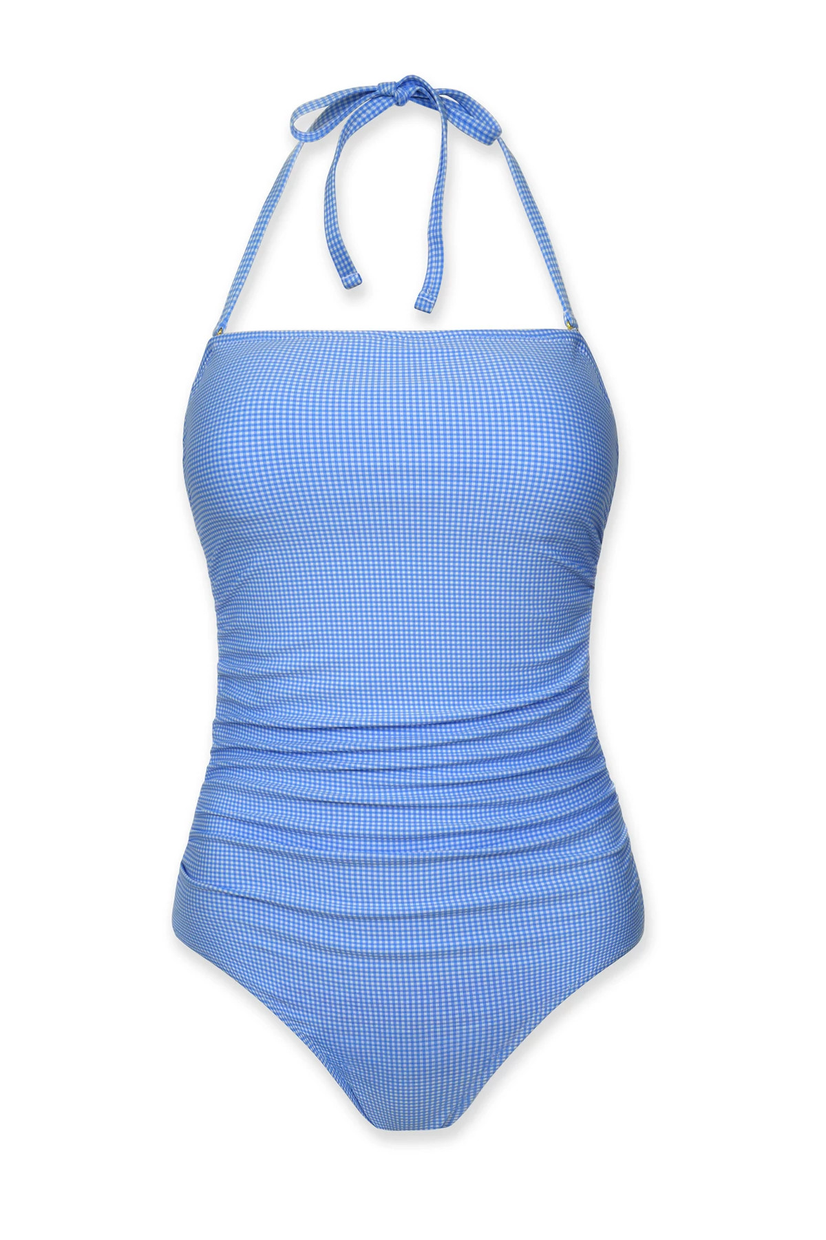 PERI BLUE GINGHAM Bandeau One Piece Swimsuit image number 6