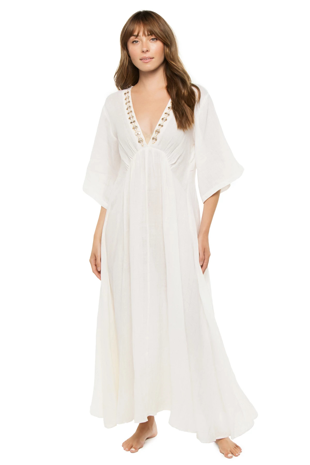 WHITE Kalita Plunge Maxi Dress image number 1