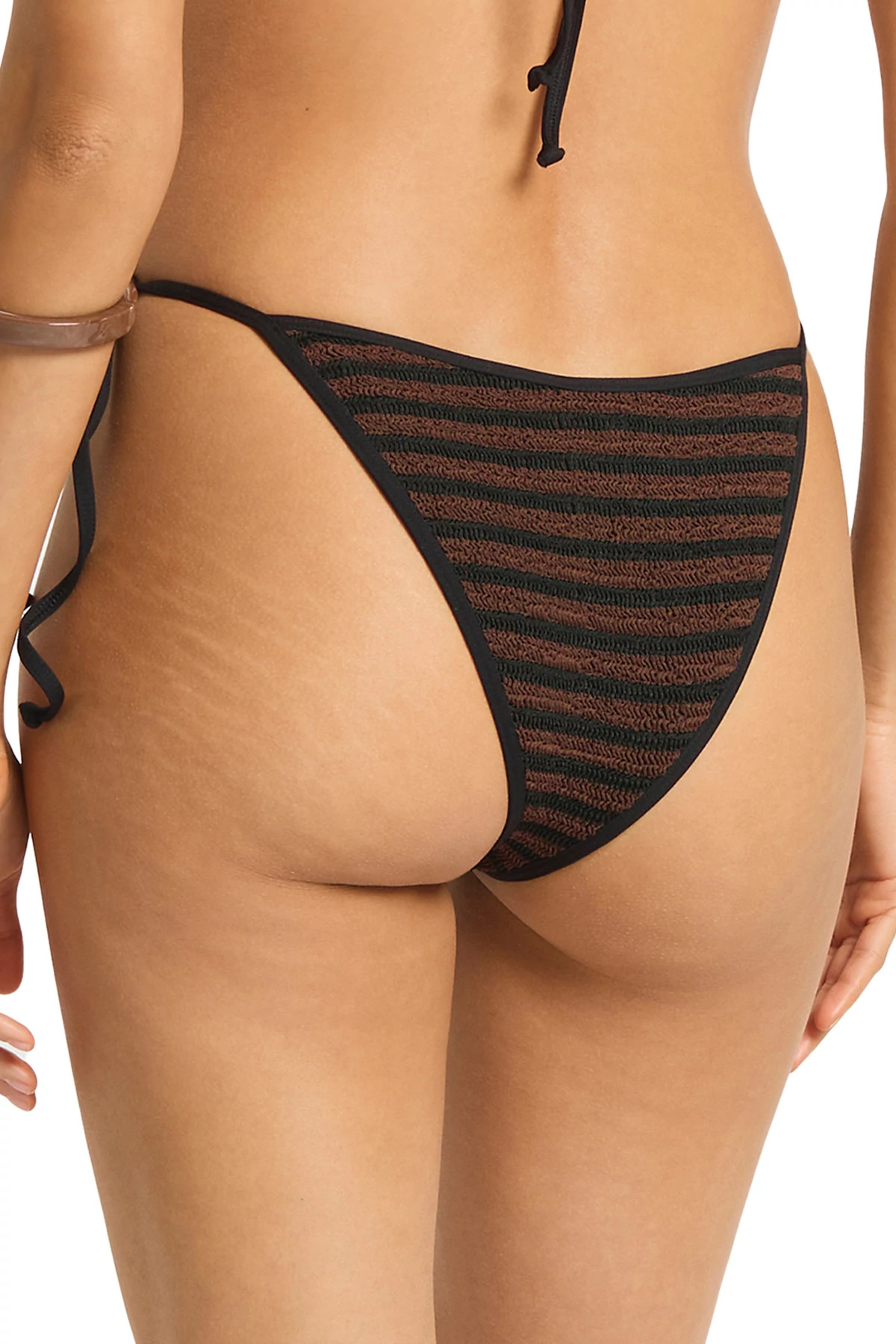 CAROB/BLACK DOT STRIPE Anisha Brazilian Bikini Bottom image number 2
