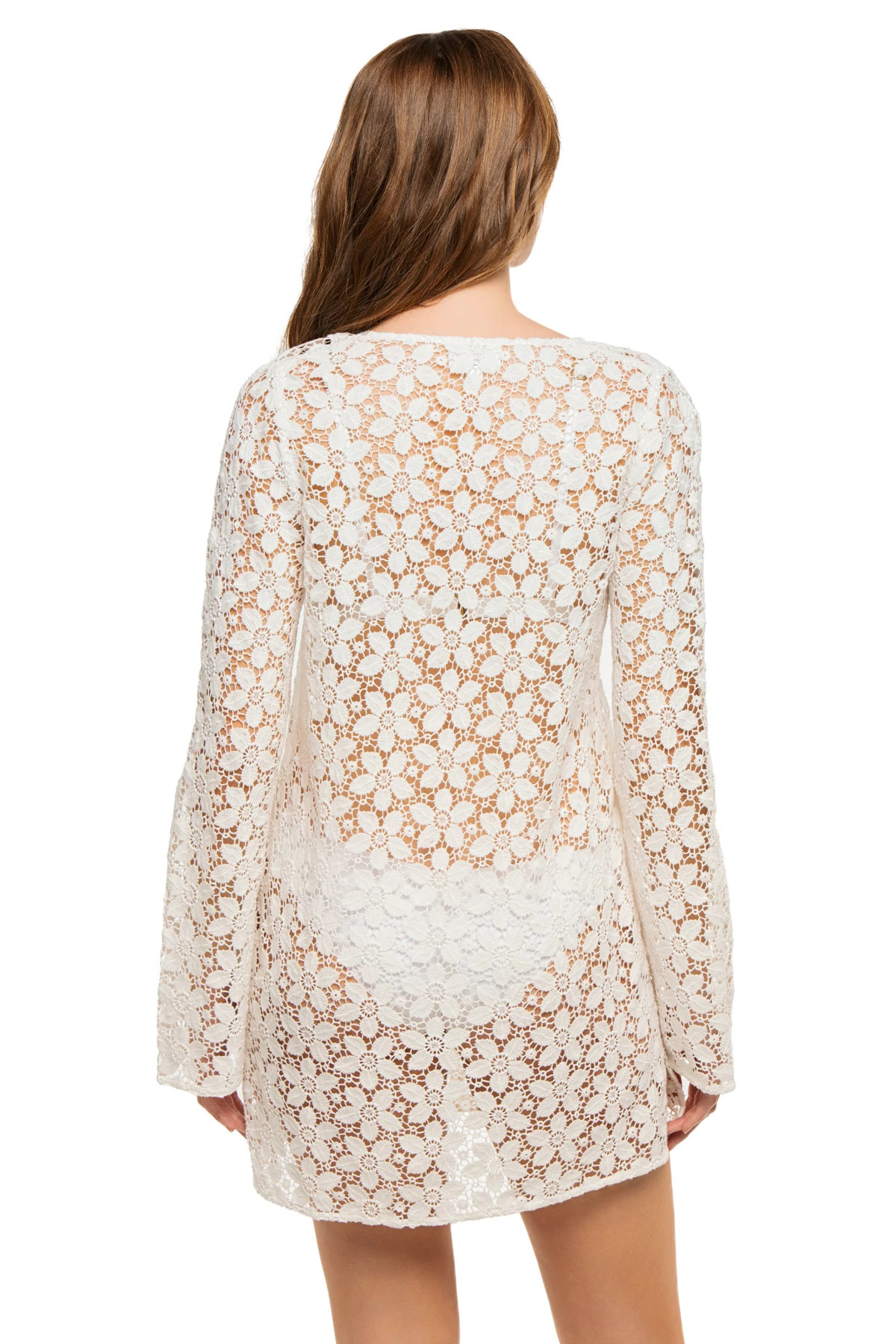 WHITE Rosie Floral Lace Mini Dress image number 2