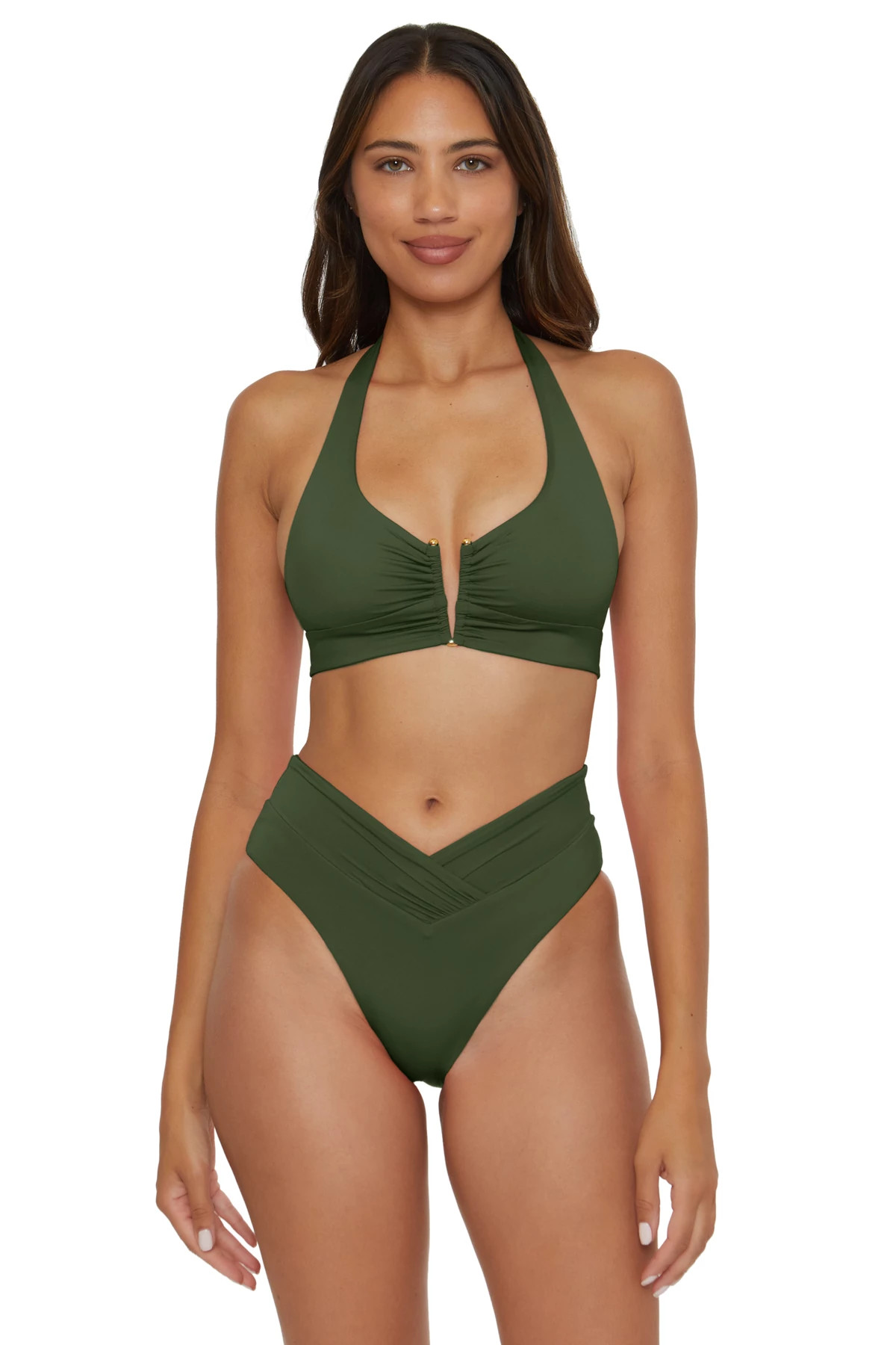 GREEN Viviana Halter Bikini Top image number 1