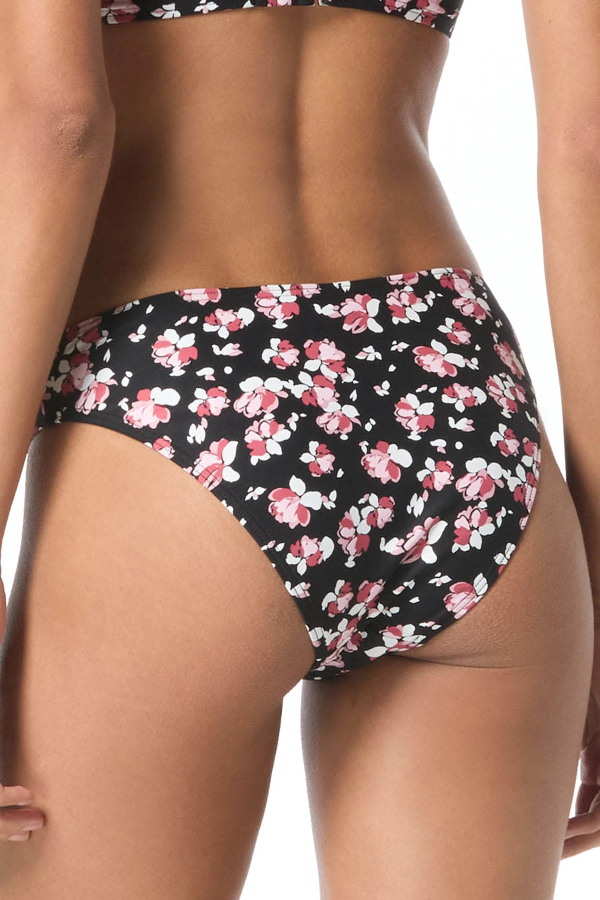 DARK DUSTY ROSE Alluring Floral Hipster Bikini Bottom image number 2