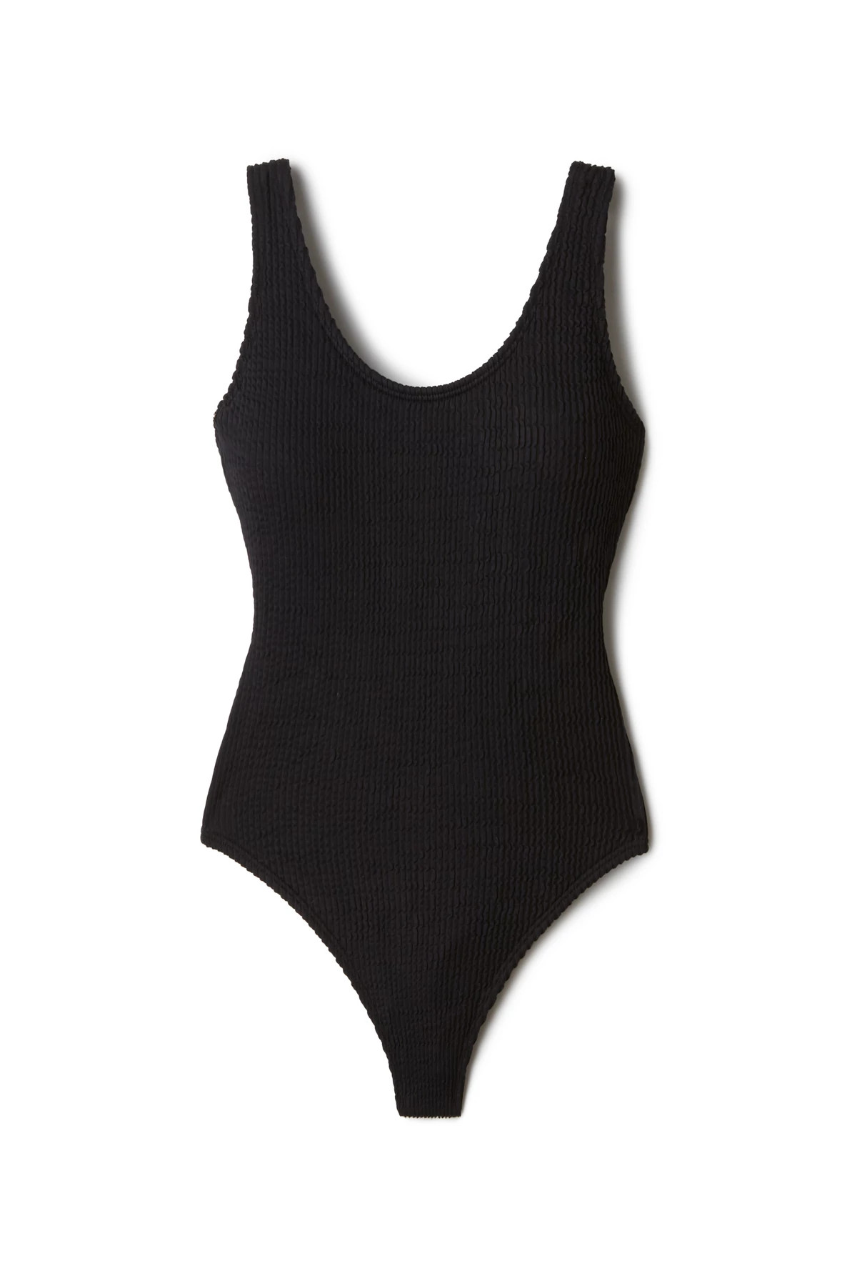 BLACK Ribbed Over The Shoulder One Piece Swimsuit image number 4