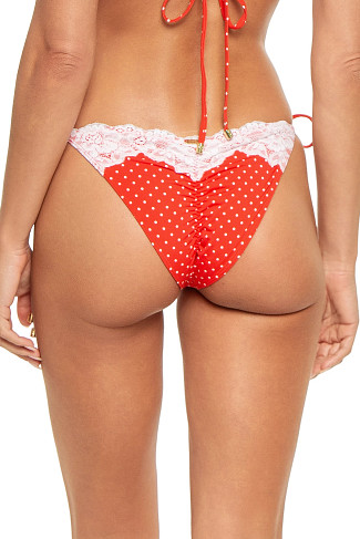 RED/WHITE DOT Lace Trim Brazilian Bikini Bottom