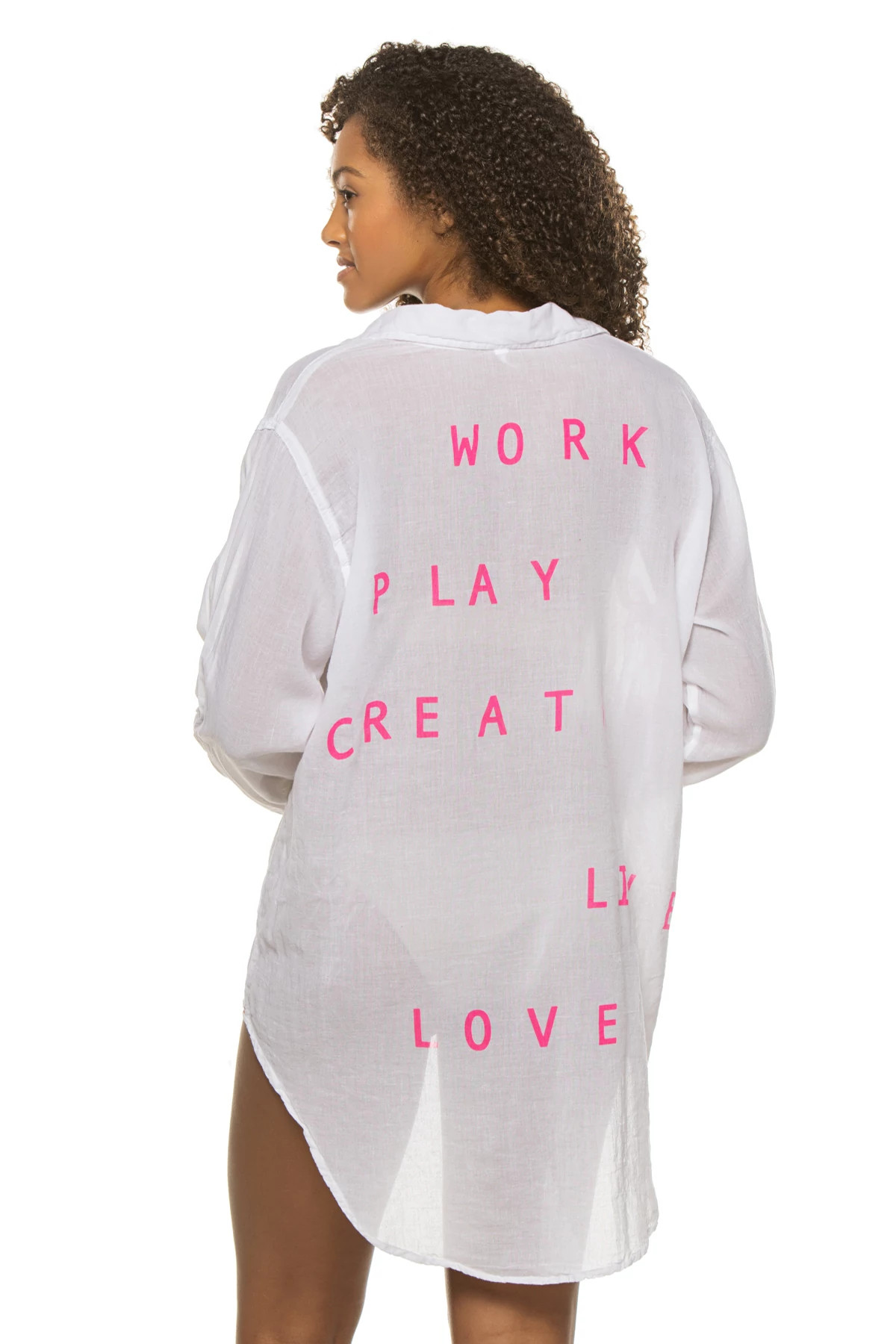WHITE Work Play Oversized Shirt Dress image number 2