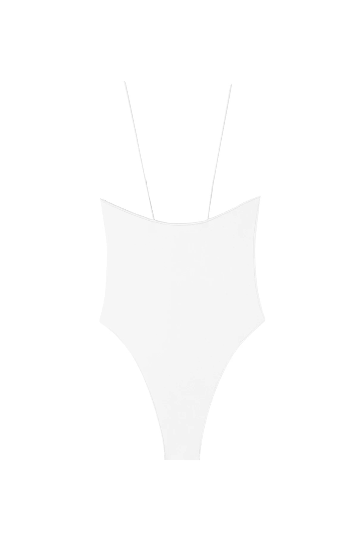 WHITE The C Over The Shoulder One Piece Swimsuit image number 4