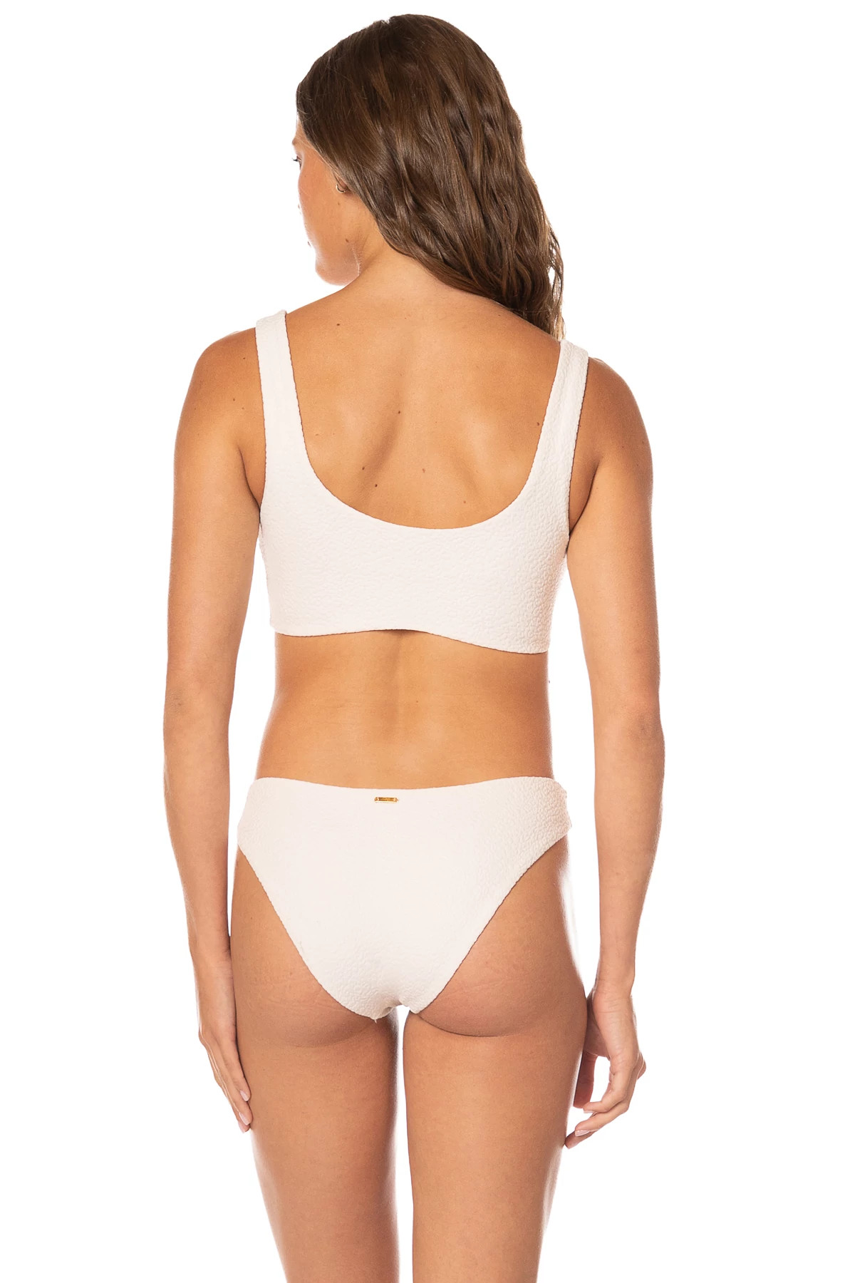 WHITE Dazzle Textured Lace Up Bralette Top image number 3