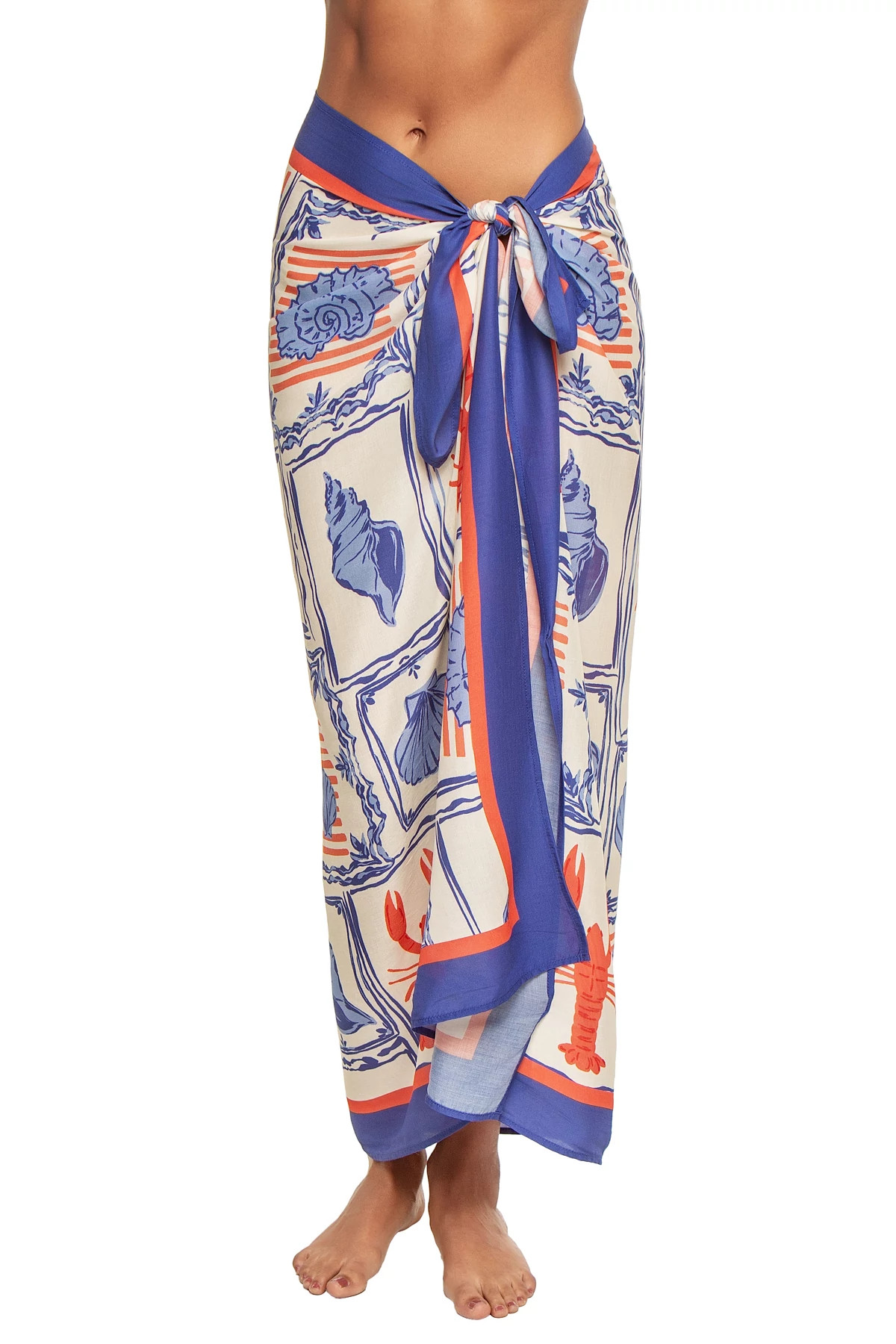 SALTWATER TREASURES Isola Sea Life Tile Print Sarong image number 1