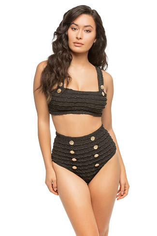 BLACK Crinkle Lurex Bikini Top