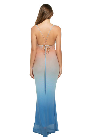 MULTI OMBRE Solstice Ombre Mesh Maxi Dress
