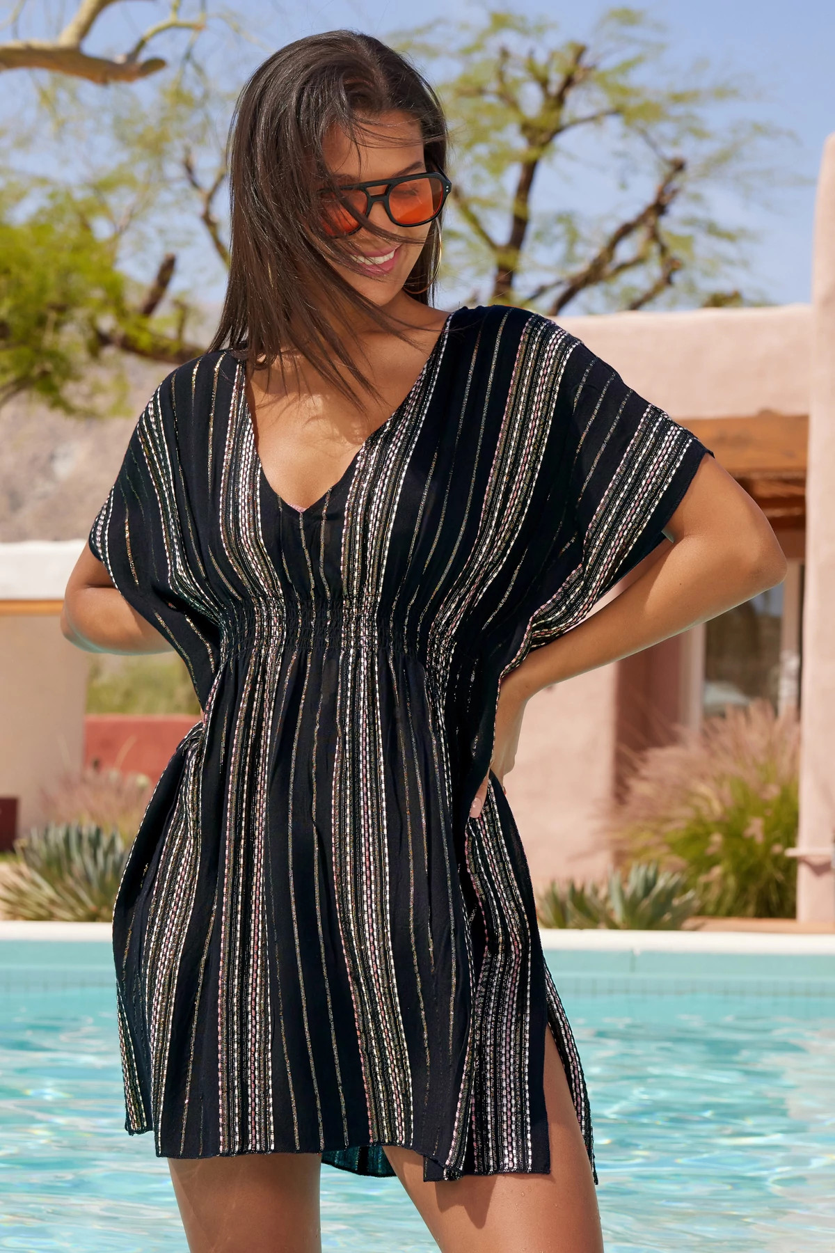 BLACK/BLUSH Radiance Metallic Stripe Tunic image number 3