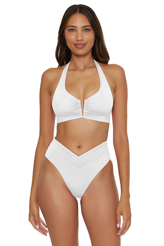 WHITE Viviana Halter Bikini Top