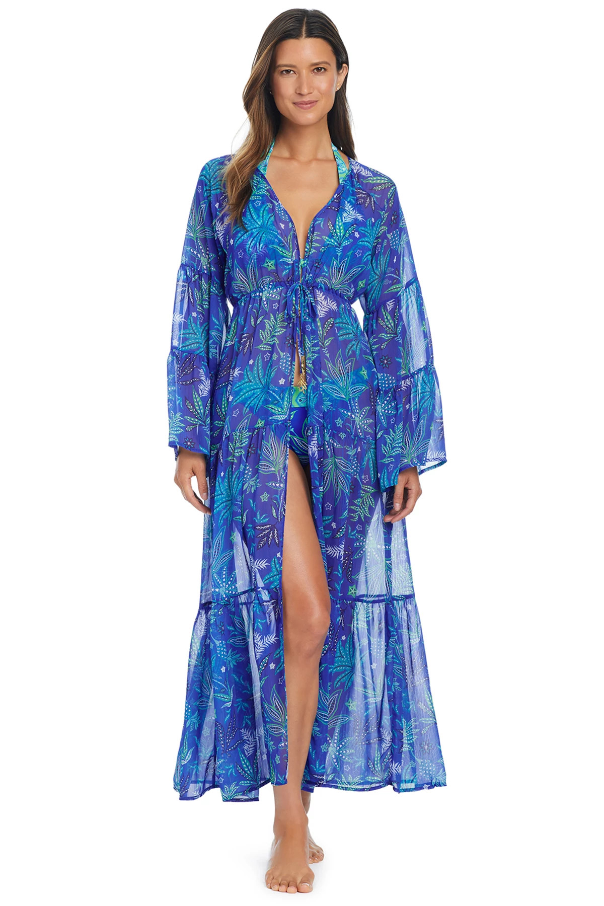 BLEU MULTI Chiffon Maxi Cover Dress image number 1