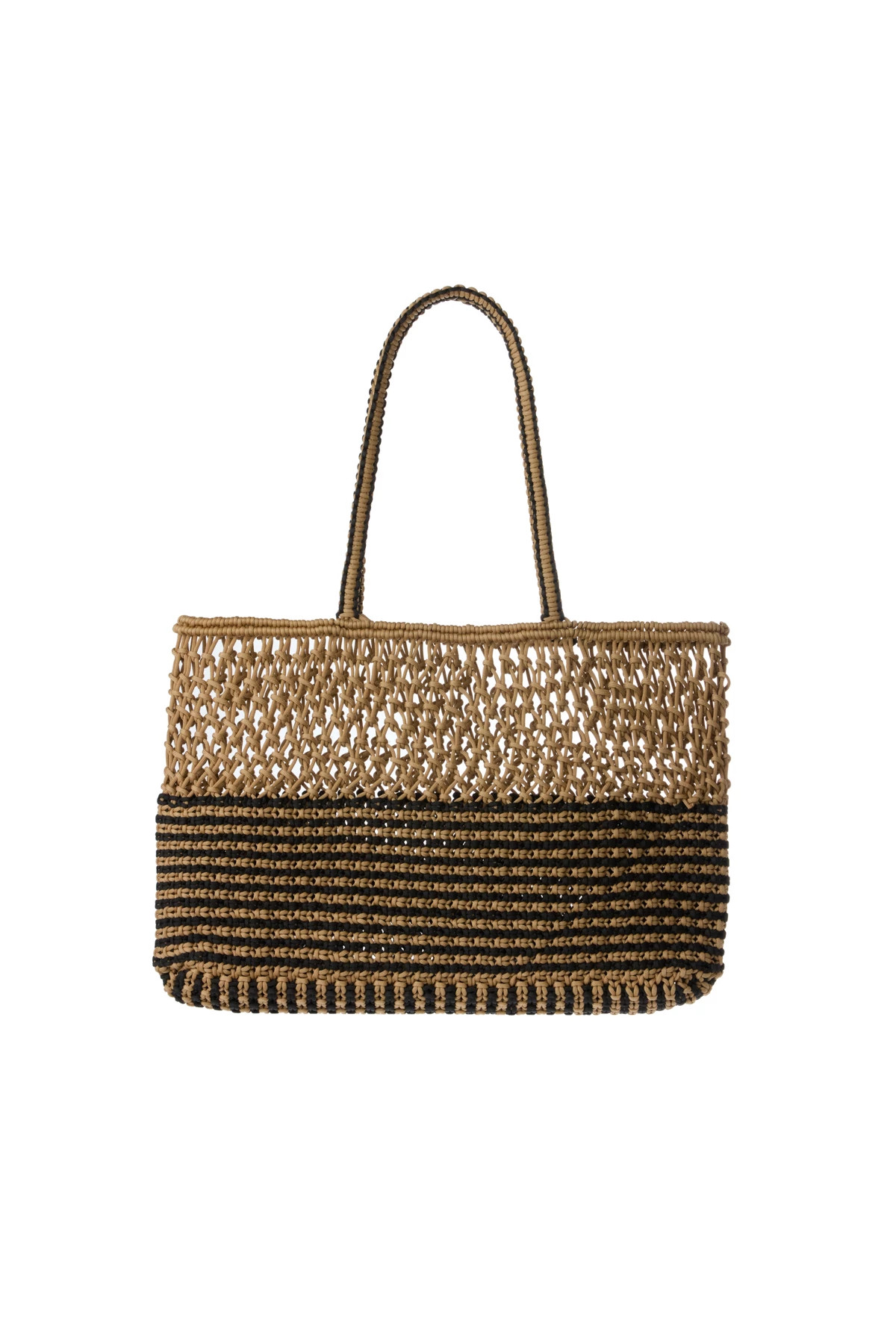 BLACK/TAN Brazil Woven Tote Bag image number 1