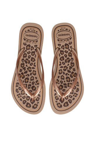 ROSE GOLD/ ROSE GOLD Animal Print Flip Flops