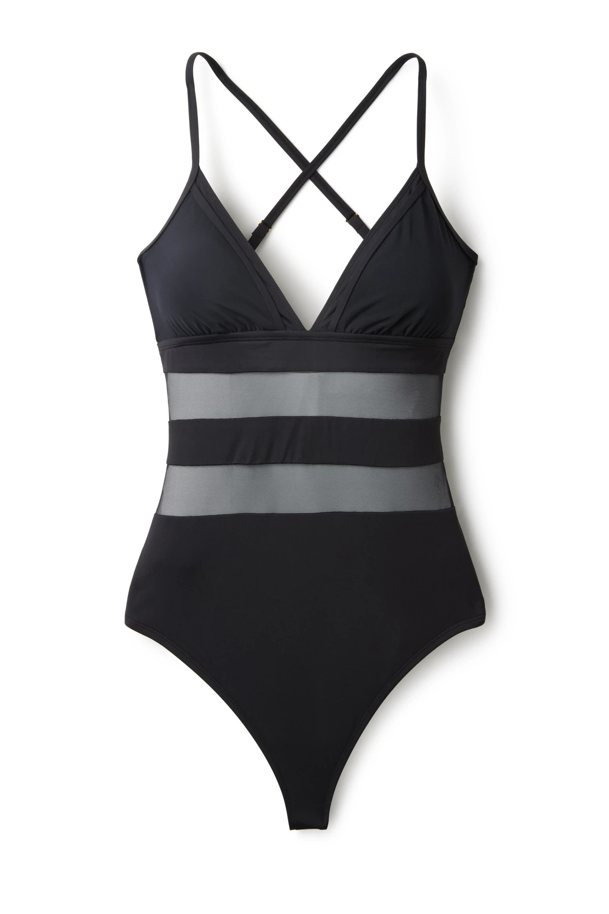 BLACK Mesh One Piece Swimsuit image number 3