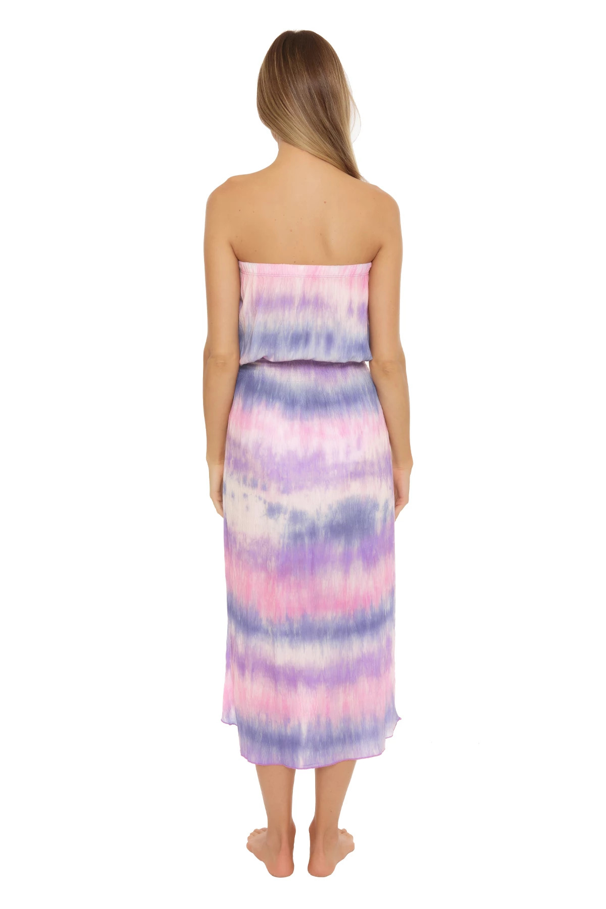 ORCHID/SAPPHIRE Tie-Dye Strapless Midi-Dress image number 2