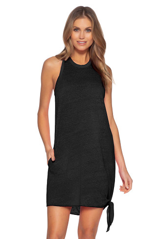 BLACK High Neck Tie Side Mini Dress