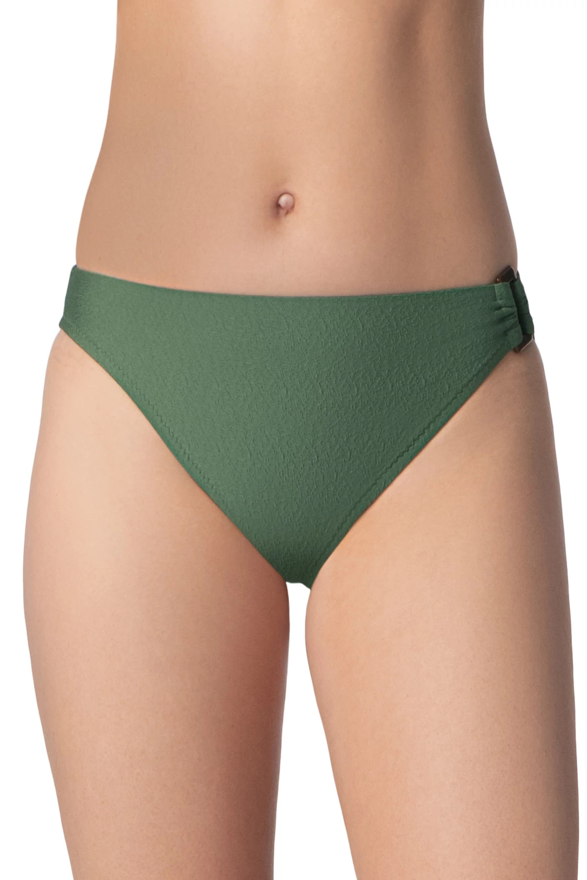 FATIGUE GREEN Asymmetrical Tortoise Ring Hipster Bikini Bottom image number 1