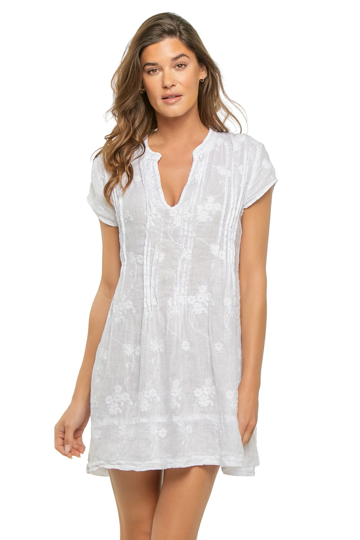 WHITE Regina Linen Tunic Cover Up image number 1