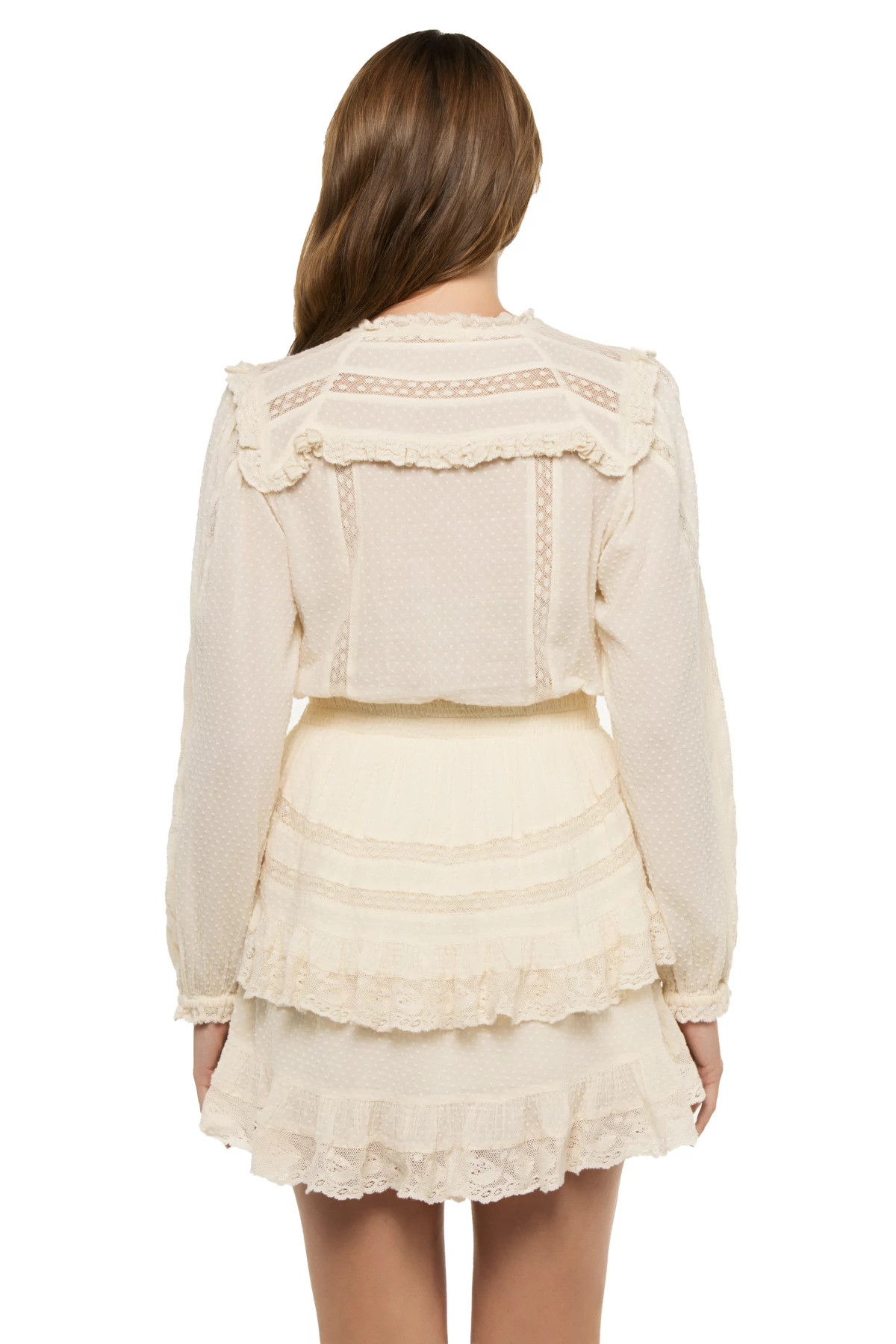 ANTIQUE WHITE Milena Lace Mini Dress image number 2