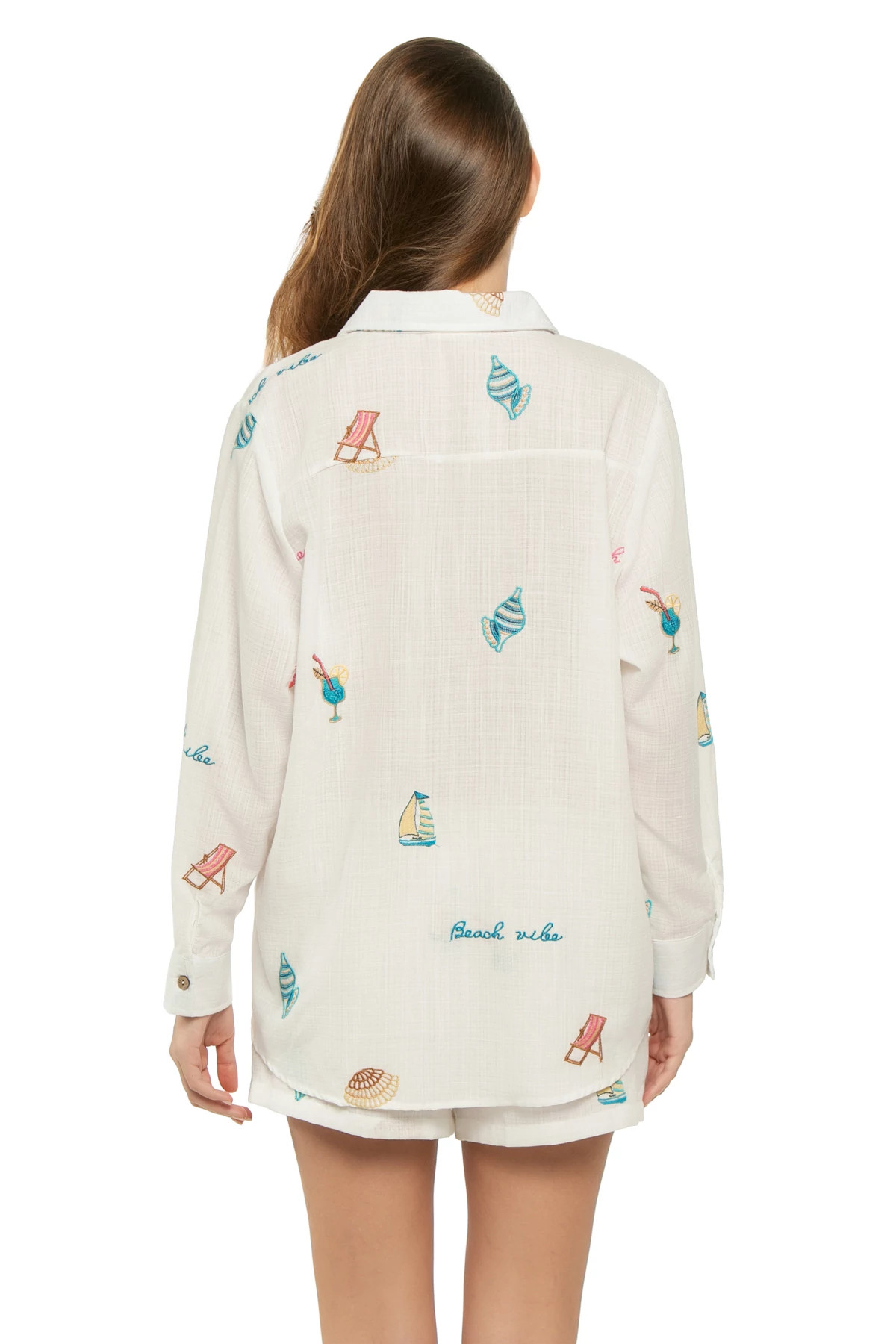 WHITE W/ MULTI Beach Vibes Shirt Dress image number 2