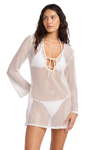 ECRU Mesh Effect Cover Up Mini Dress