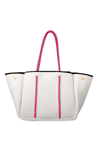 WHITE PINK Sporty Neoprene Tote