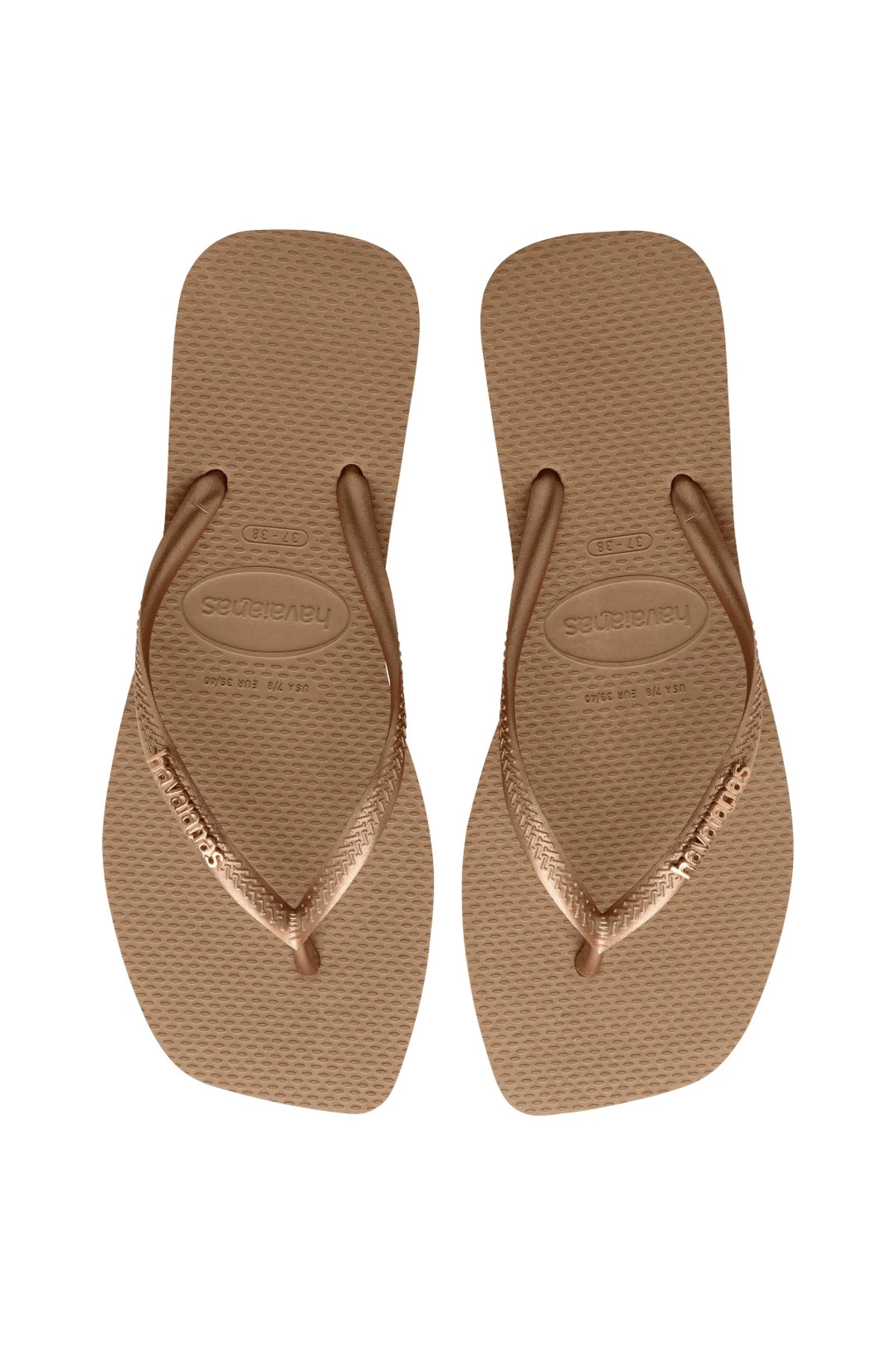 ROSE GOLD Square Metallic Flip Flops image number 1