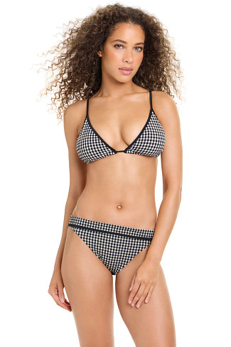 BLACK/CREAM Gingham Triangle Bikini Top