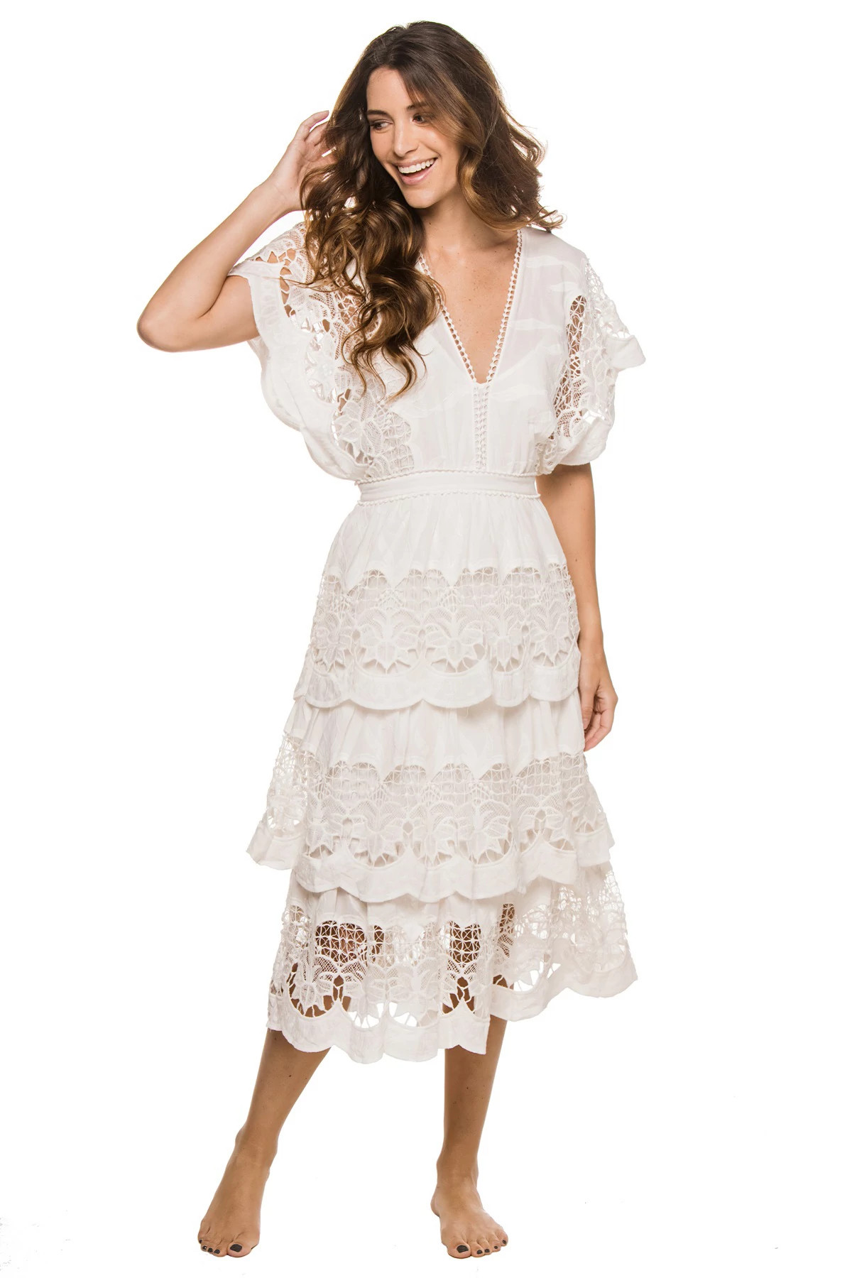 OFF WHITE Richelieu Lace Dress image number 1