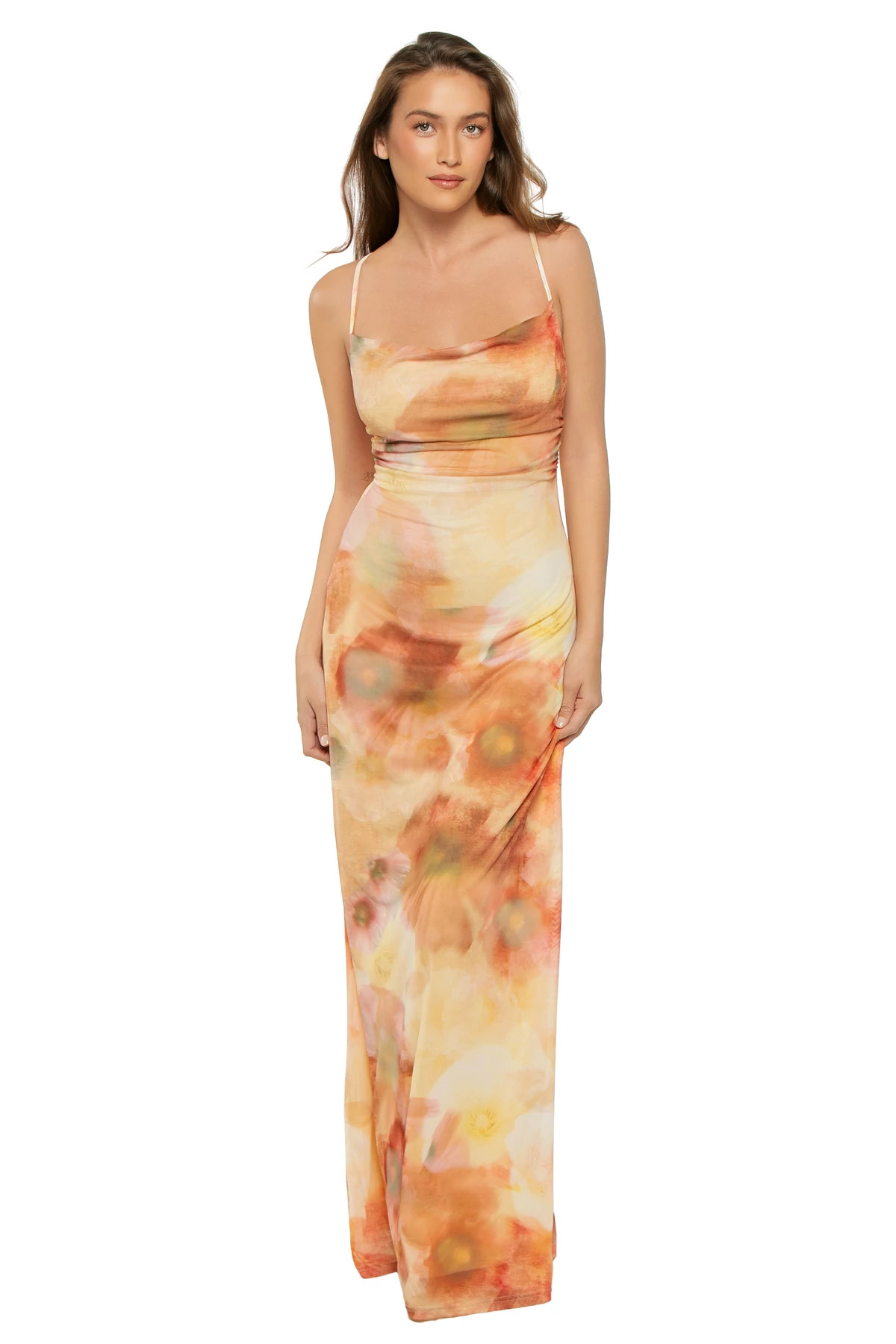 WATERCOLOUR FLORAL Aria Mesh Floral Maxi Dress image number 1