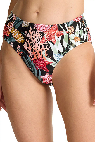 BLACK Shell Sands High Waist Bikini Bottom