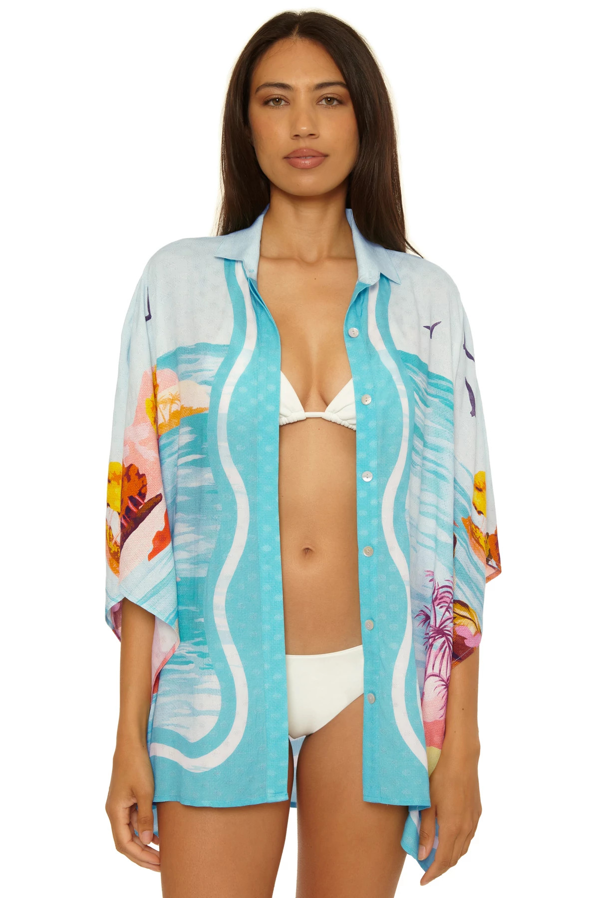 MULTI Cyclades Tropical Print Cover Up Tunic image number 3