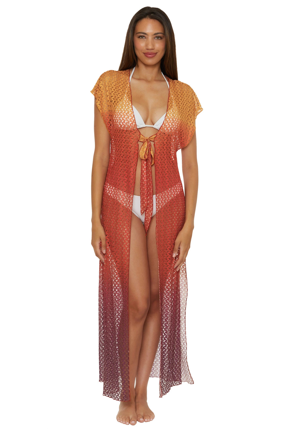 FIRE/AUBERGINE Sunset Ombre Long Kimono image number 1