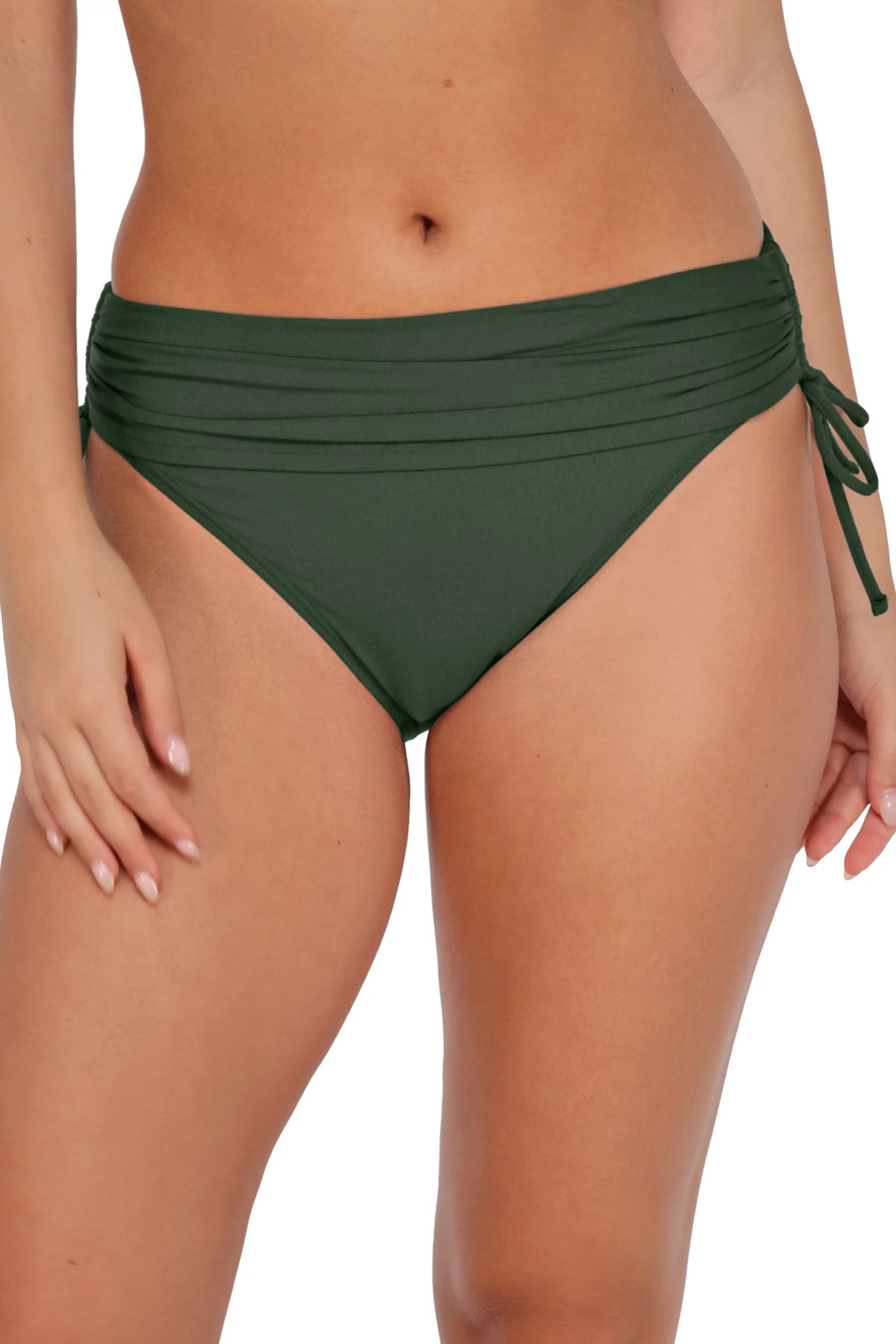 ISLAND GREEN Darci High Waist Shirred Bikini Bottom image number 1