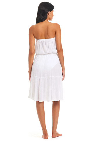 WHITE Strapless Blouson Dress